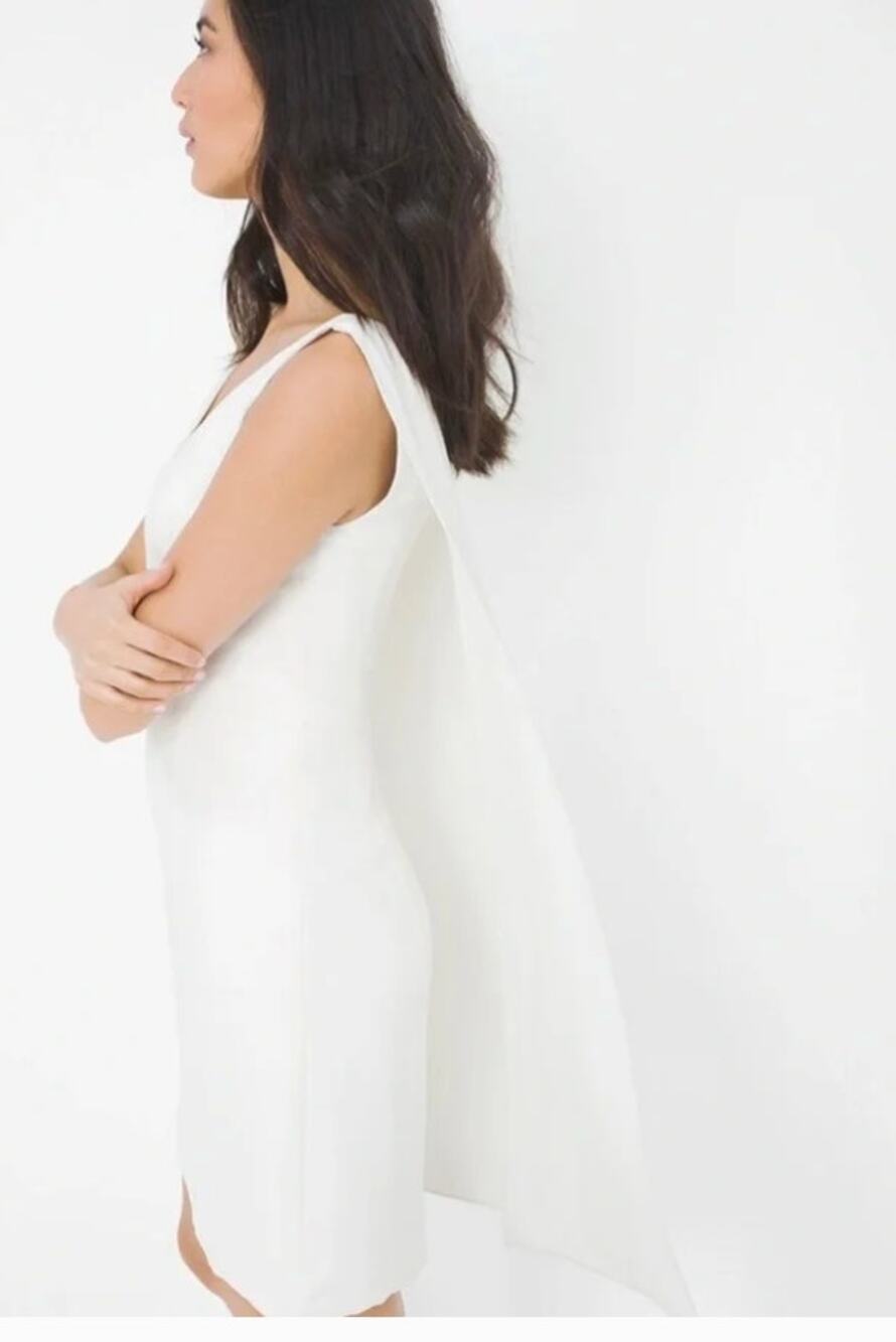 WHBM White Split Cape Mini Cocktail Dress Size 4